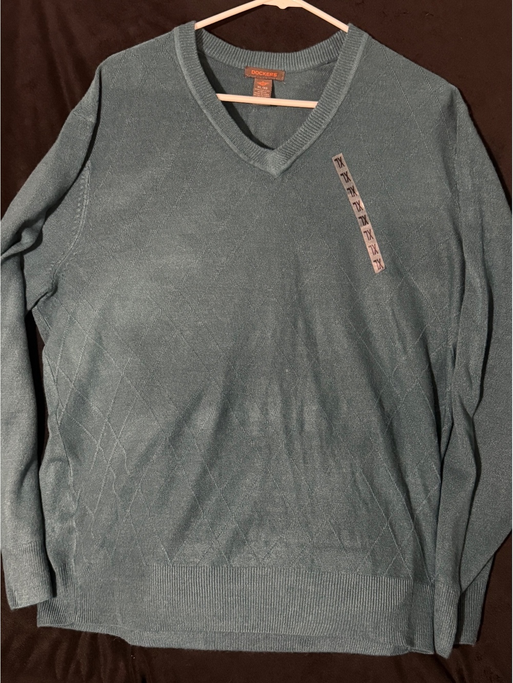Dockers Men's XL V-Neck Acrylic Sweater in Teal Blue